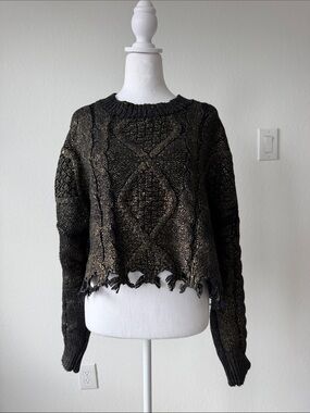 Nasty Gal Black Crewneck Sweater with Metallic Thread